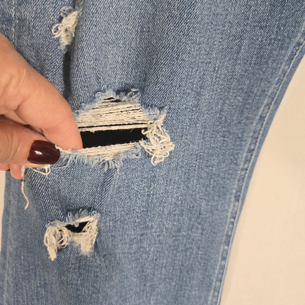 Mother The Tripper Ankle Fray Size 33 Button Fly Distressed Holes Raw Hem - Picture 7 of 16